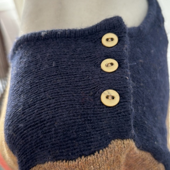 Isabella Sinclair Size M Lambs Wool Cotton Pink Navy Women Knit Sweater Dress - Picture 5 of 13